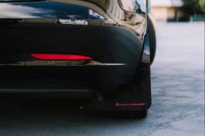 Tesla Model 3 Mud Flap Kit - Rally Armor - UR Series with Red Logo - Black - `17-`23